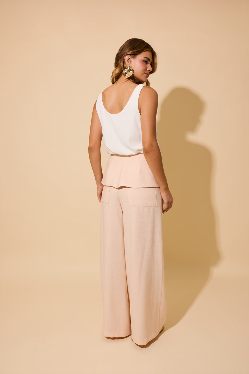 CALÇA FABI / CALÇA RETA COM SOBREPOSIÇÃO