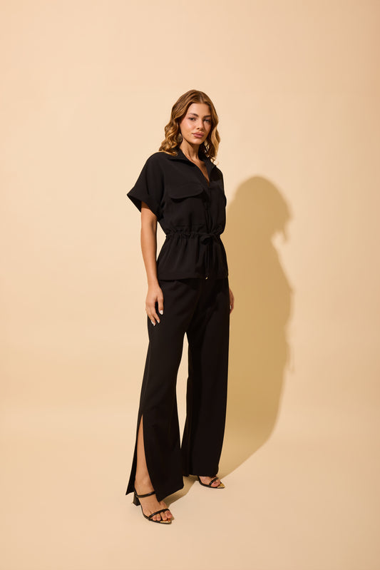 CALÇA MAGGY / CALÇA ALFAIATARIA COM FENDA BARRA