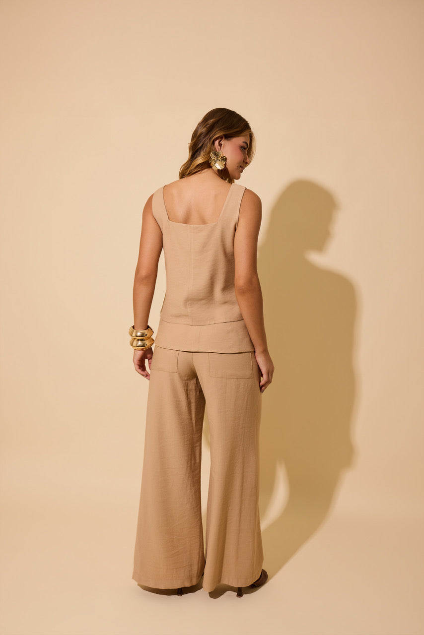 CALÇA FABI / CALÇA RETA COM SOBREPOSIÇÃO